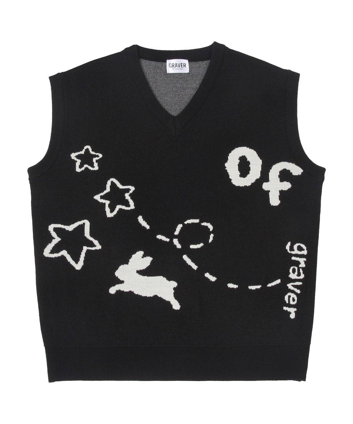 그레이버(GRAVER) [UNISEX]Star OF 니트 베스트_블랙