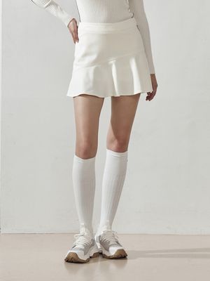 울 라이크 사선 절개 플레이 스커트 IVORY