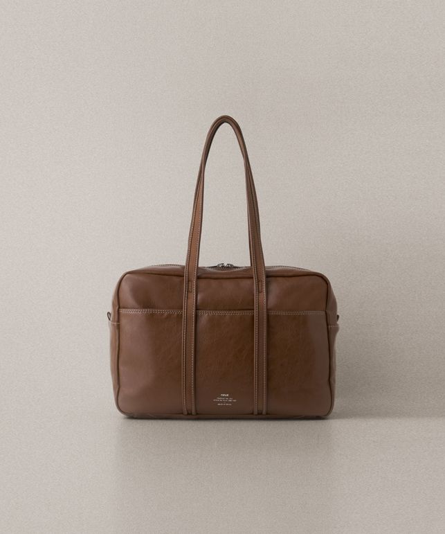 MUSINSA | NEUE Leather Boston Bag_Camel_Medium