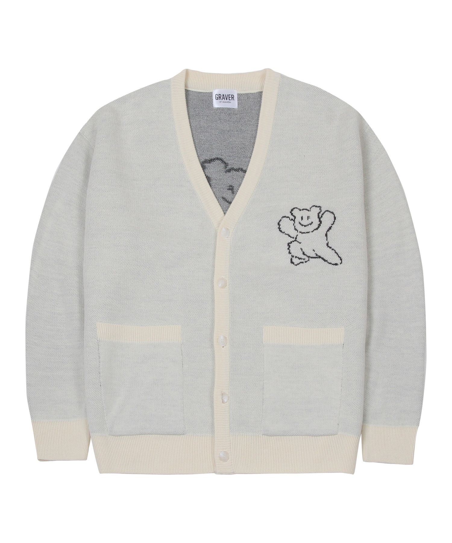 MUSINSA | GRAVER [UNISEX] Big Line Bear Smile Knit