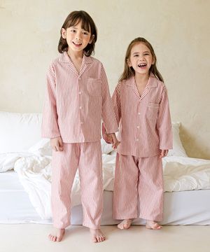 140 피치기모 레드스트라이프 긴소매 파자마 상하세트