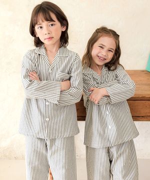 141 피치기모 블랙스트라이프 긴소매 파자마 상하세트