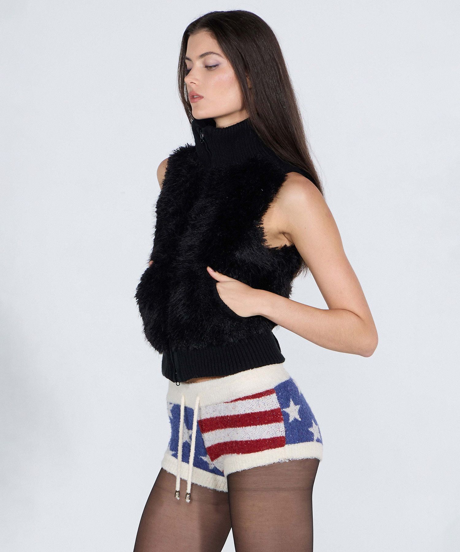 ★SCULPTOR★ Faux Fur ZipUp Vest Black SC24A128BK MUSINSA | SCULPTOR Faux Fur Zip-Up Vest Black