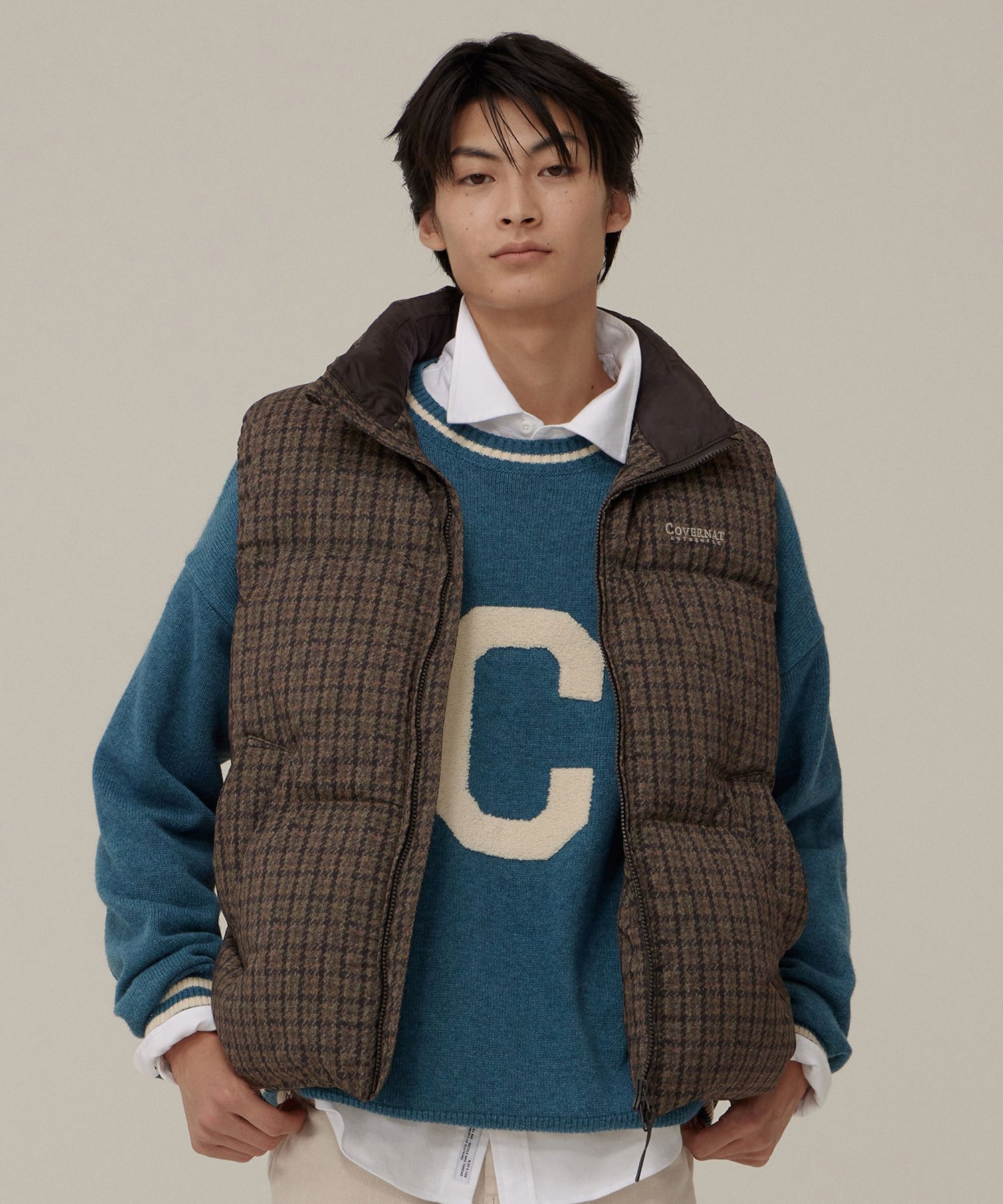 [COVERNAT]★24FW★韓国人気★RDS CIVIC CHECK DOWN VEST MUSINSA公式 | COVERNAT RDS Civic Check Down Vest Brown