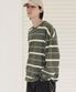 스트링 오버사이즈 스트라이프 티셔츠 [카키]