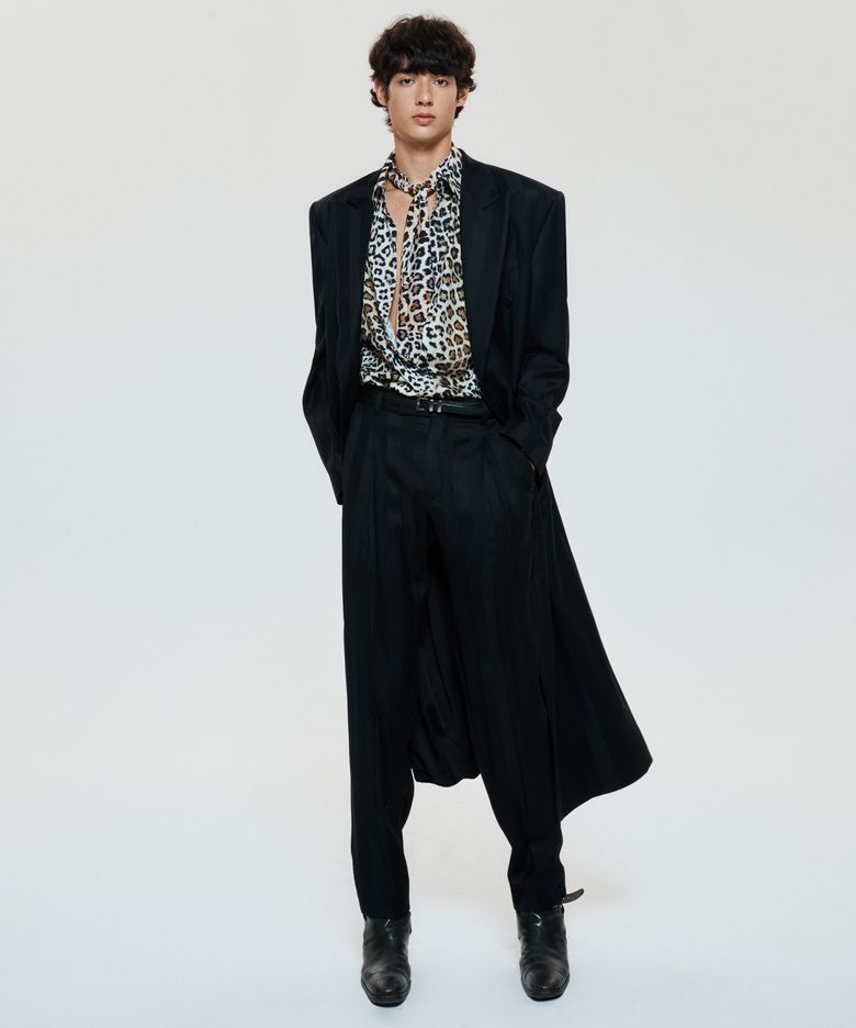 더블 브레스트 스트라이프 롱 코트(UNISEX)_UTH-FB74