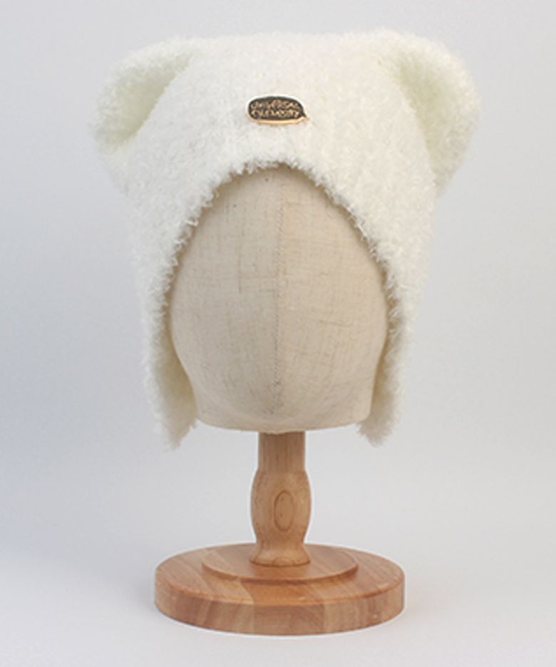Bear Ear White Earflap Hat 귀달이모자