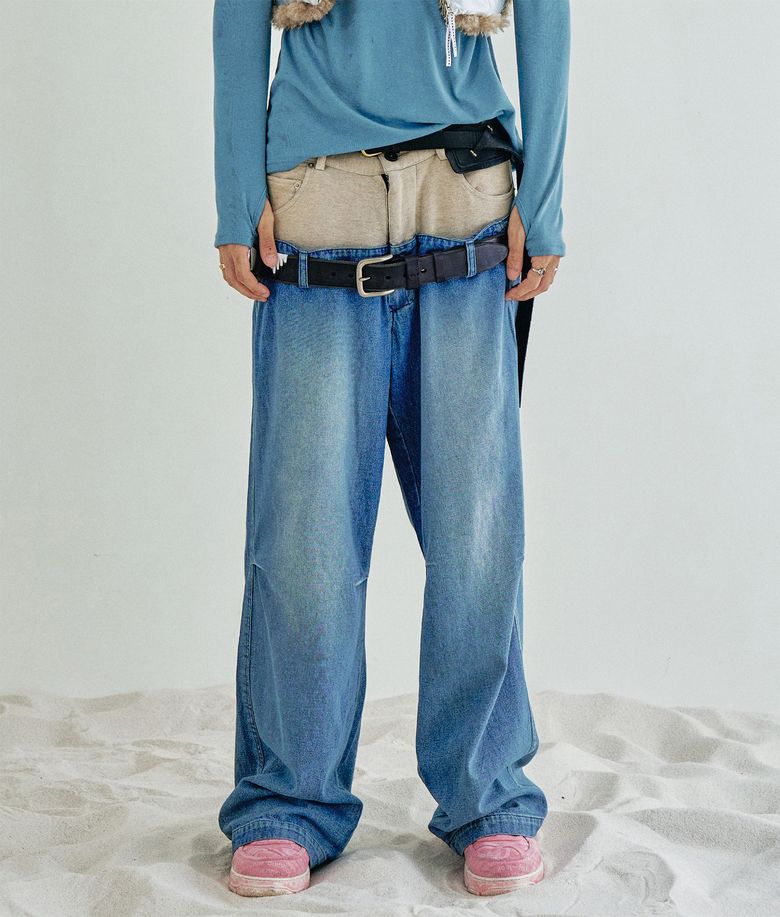 DOUBLE LAYERED SAGGING PANTS