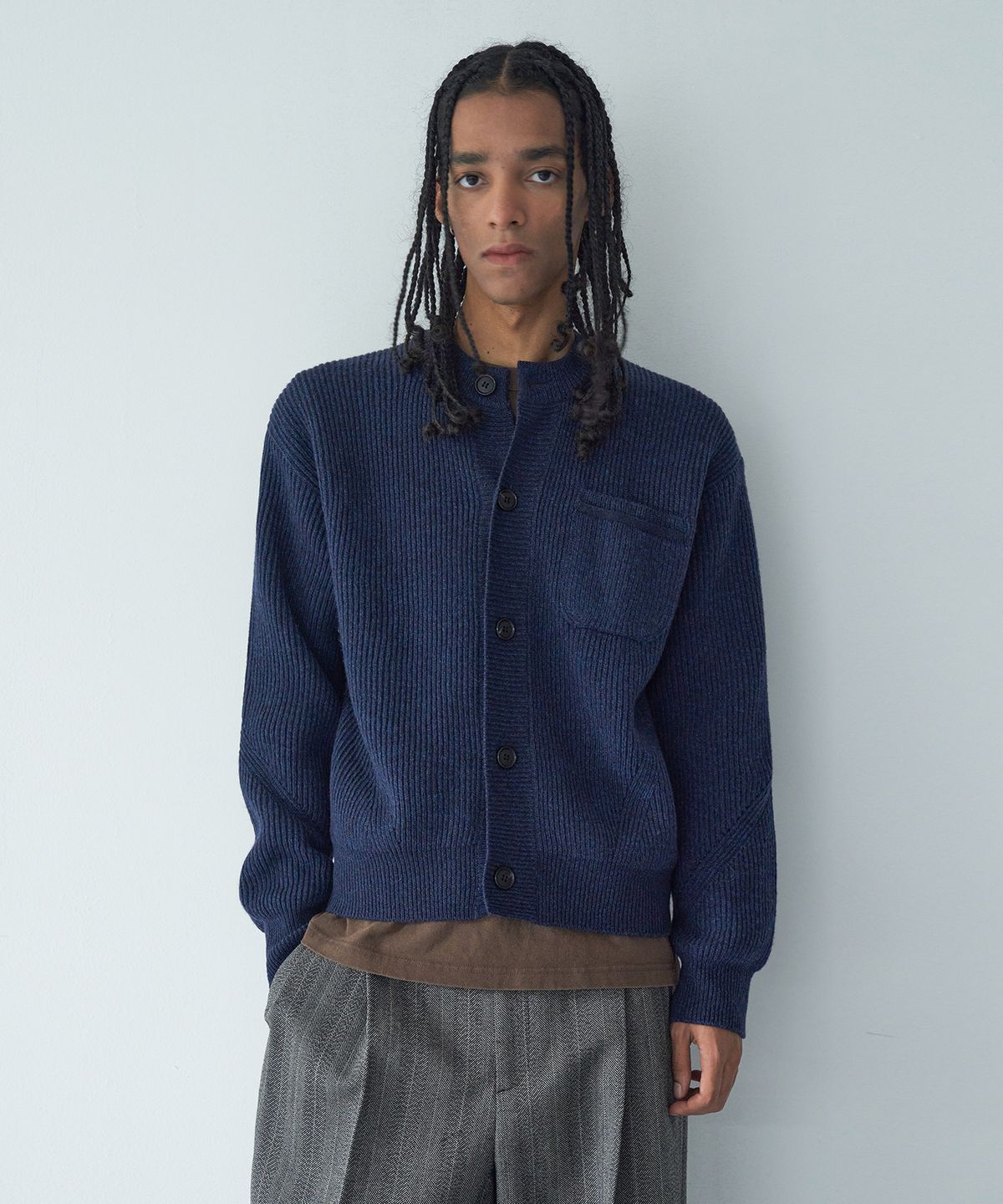 필로트(PELOTE) 원포켓 가디건 (Dark Navy)