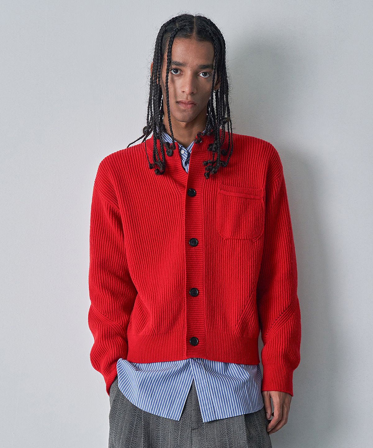 필로트(PELOTE) 원포켓 가디건 (Red)