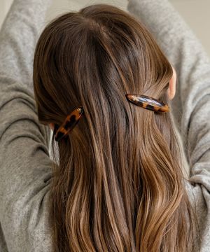 [2 PACK] HDM012 Leopard oval mini hair clip set