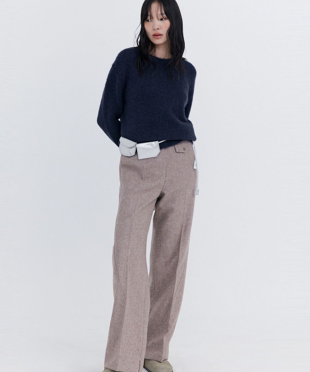 분더캄머(WNDERKAMMER) Alpaca Boucle Knit Pullover_Navy (알파카 부클 니트 풀오버_네이비)