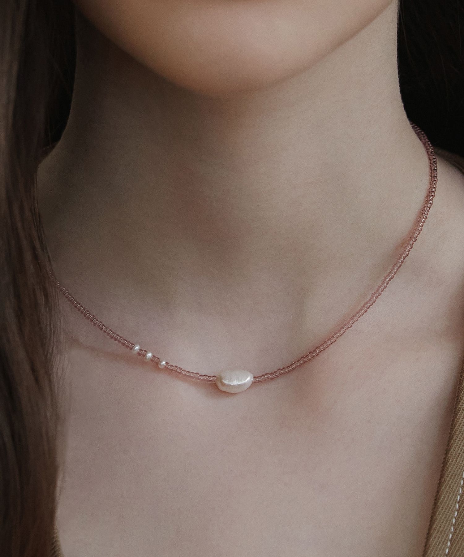 ☆TATIANA☆ Silver 925 Blush Pearl Beads Necklace NZ2442 MUSINSA | TATIANA (Silver 925) Blush Pearl Bead Necklace NZ2442