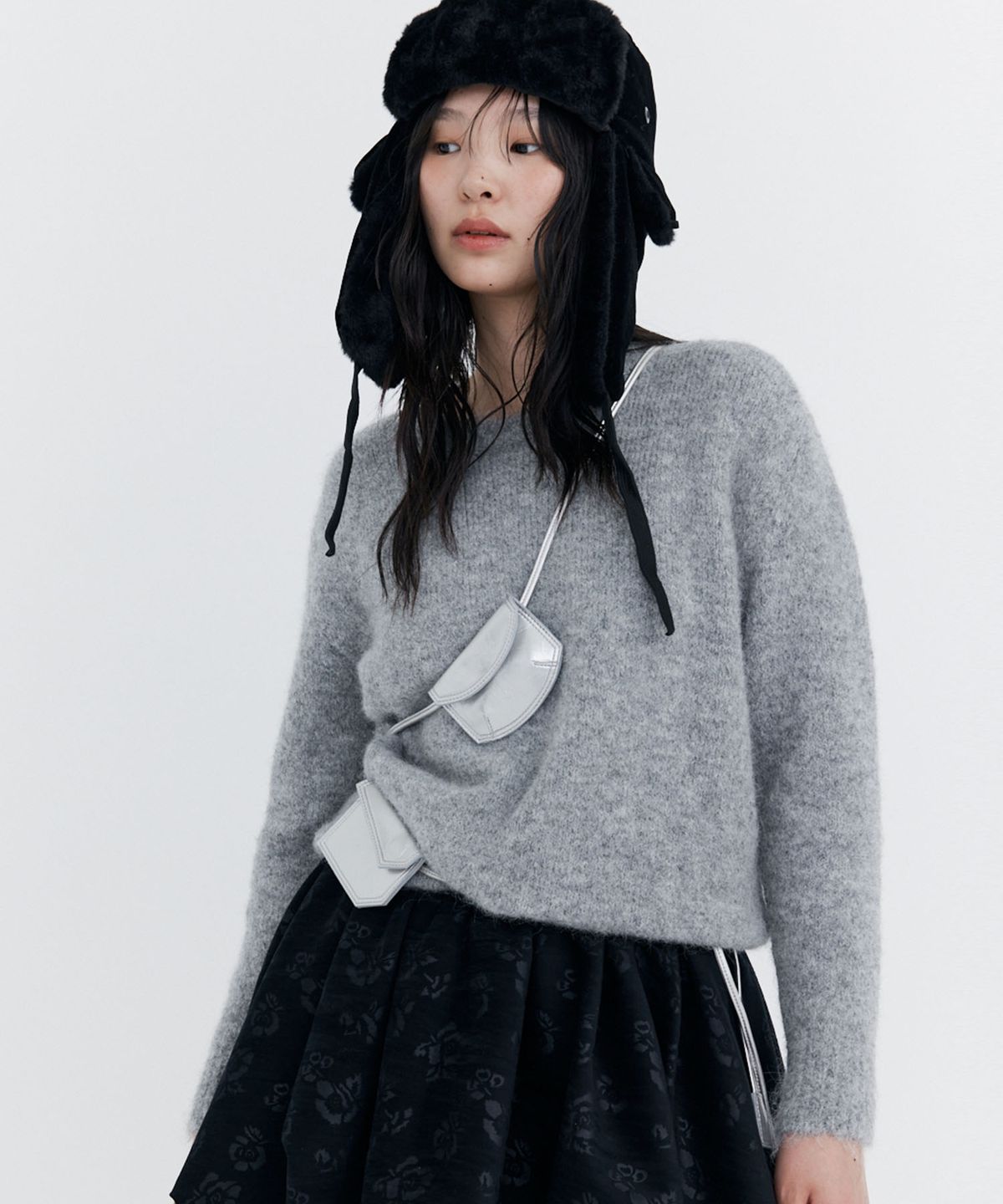 분더캄머(WNDERKAMMER) Alpaca Boucle Knit Pullover_Grey (알파카 부클 니트 풀오버_그레이)