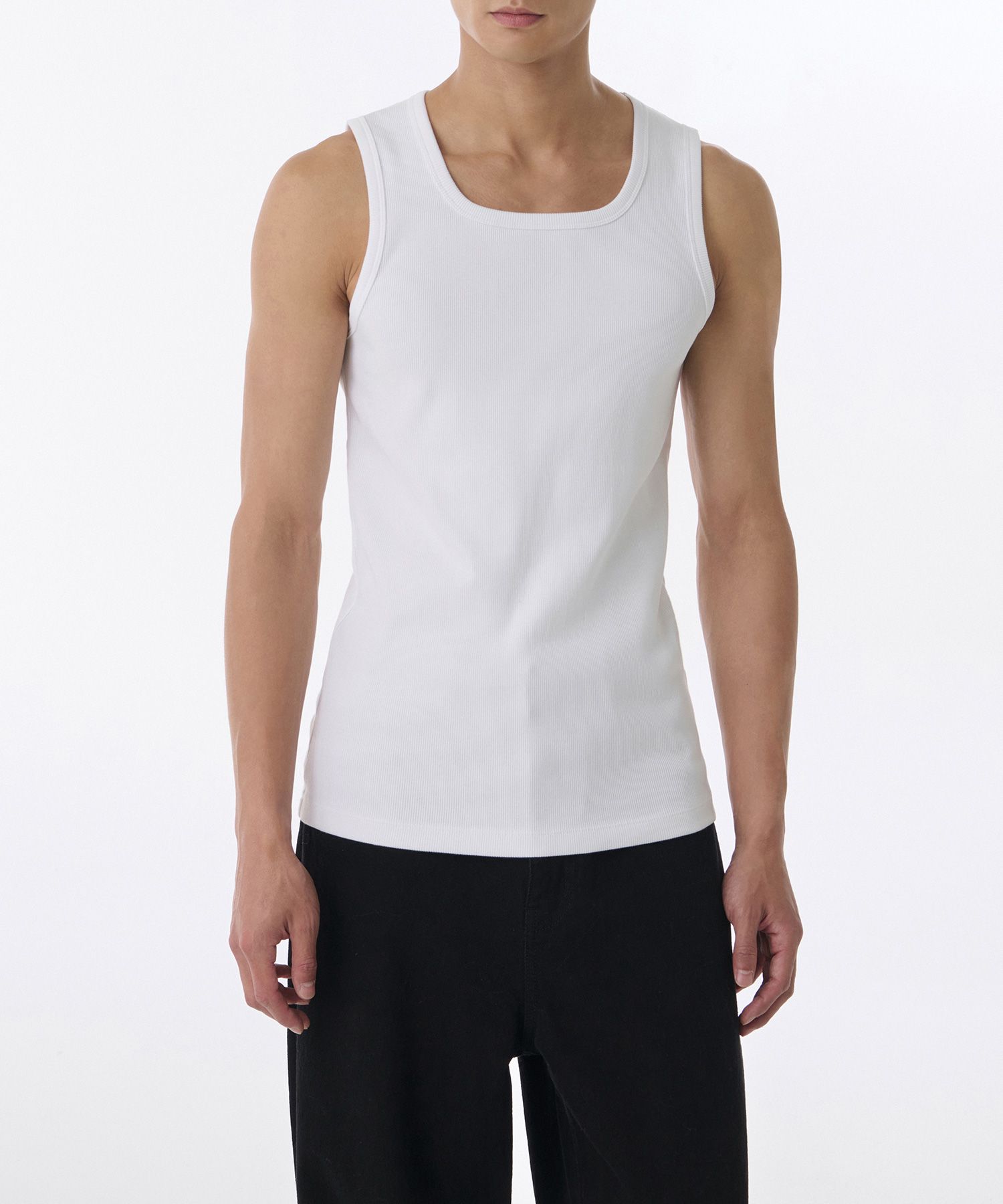 MUSINSA公式 | MUSINSA STANDARD Square Neck Tank Top [White]