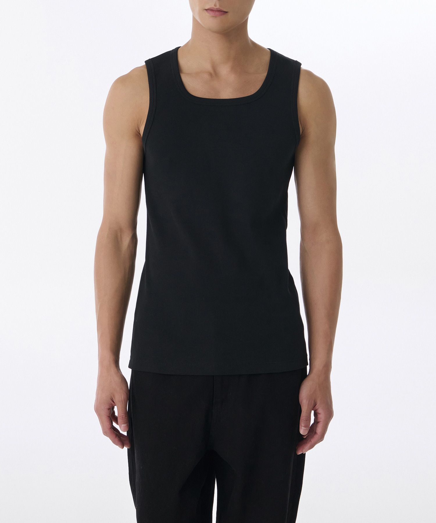 MUSINSA公式 | MUSINSA STANDARD Square Neck Tank Top [Black]