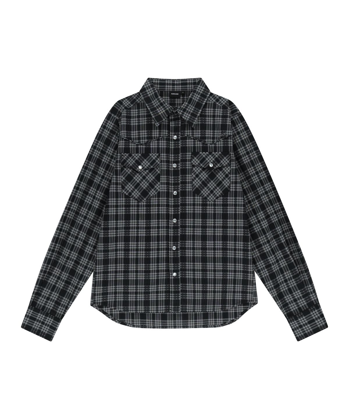 아캄(AAKAM) Western Check Shirts (Black)