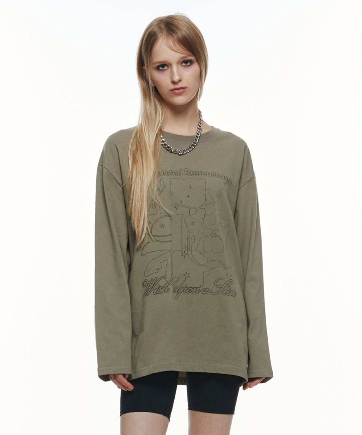 쓰리투에이티(THREE TO EIGHTY) WISH LONG SLEEVE T-SHIRT (KHAKI)