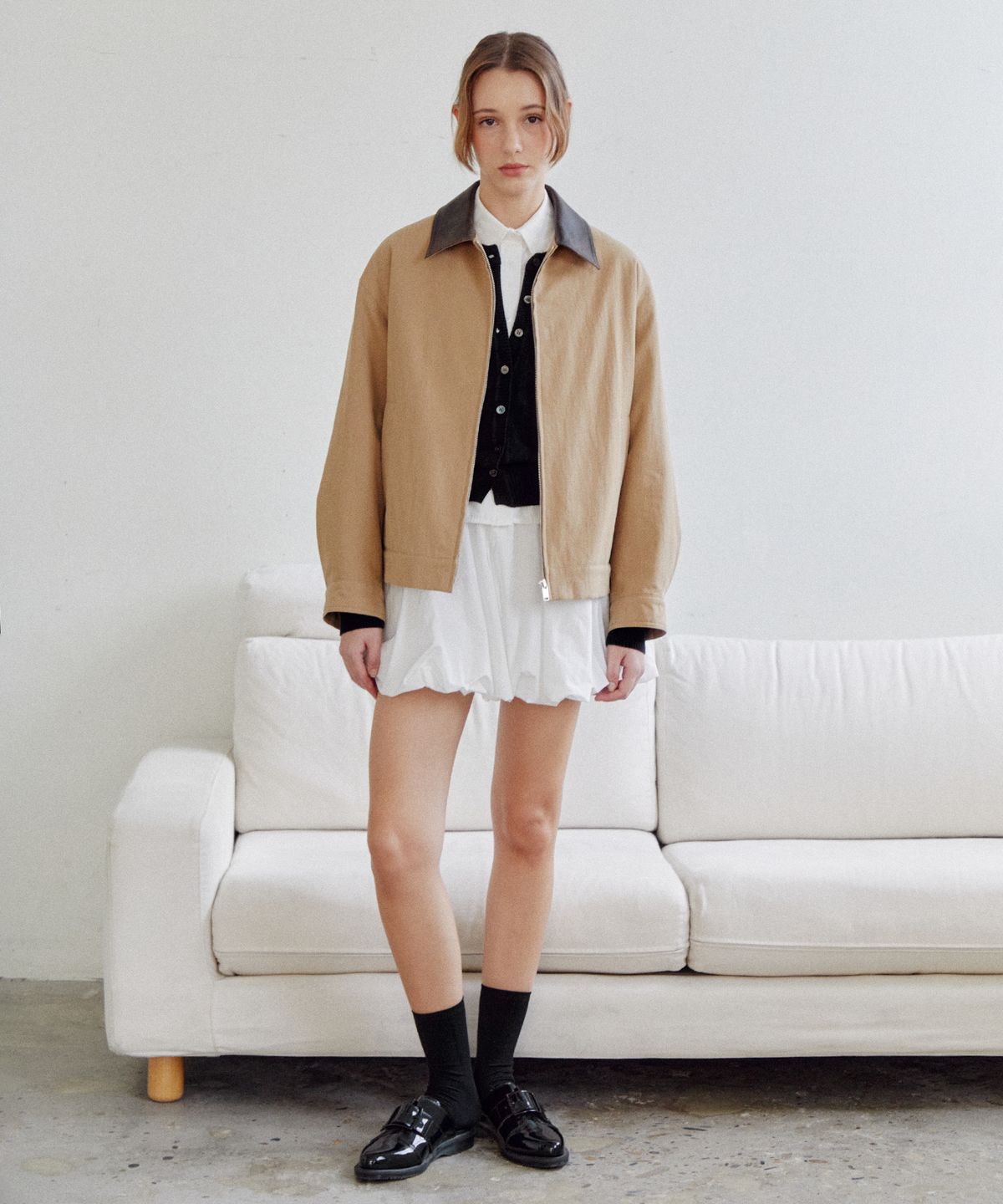 일로일(ILOIL) padded bomber jacket - beige