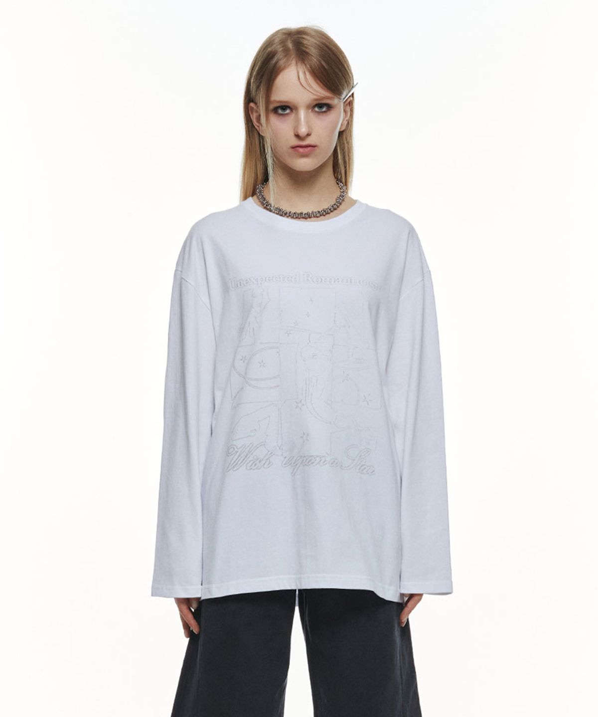 쓰리투에이티(THREE TO EIGHTY) WISH LONG SLEEVE T-SHIRT (WHITE)
