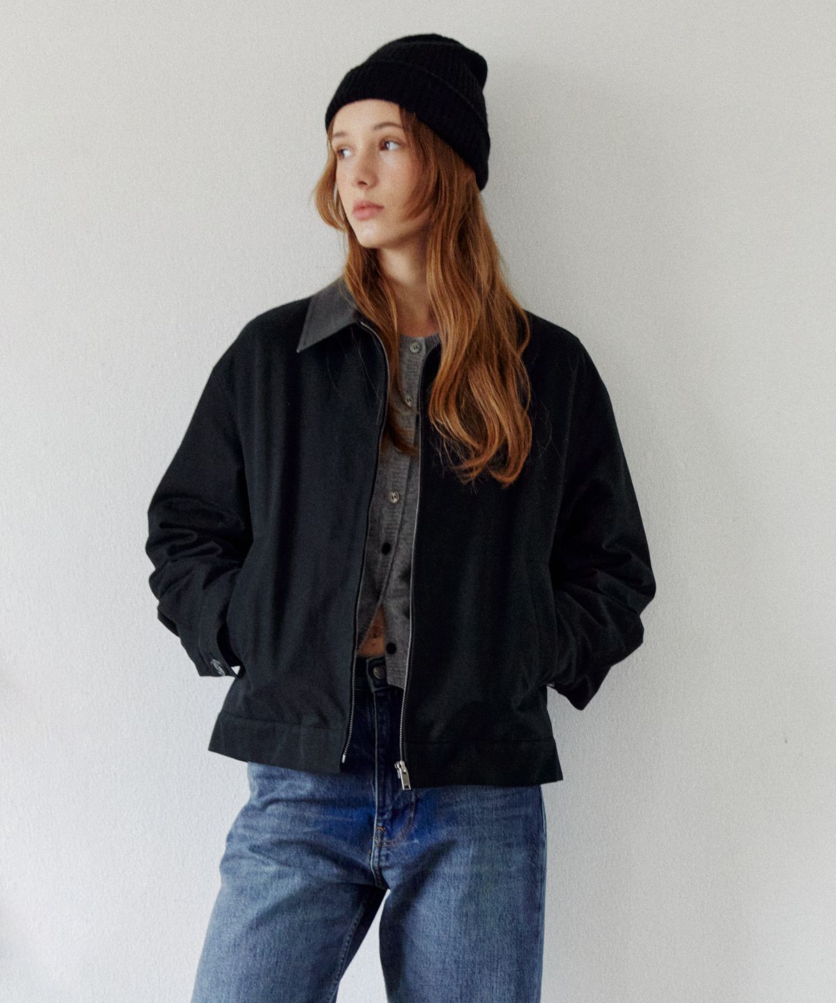 일로일(ILOIL) padded bomber jacket - black