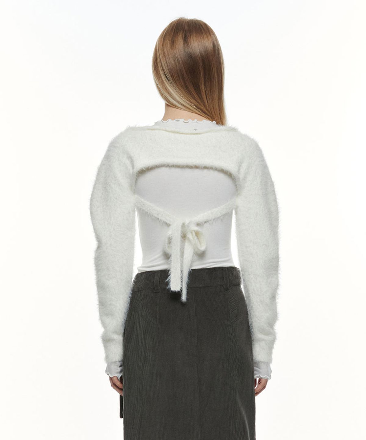 쓰리투에이티(THREE TO EIGHTY) HAIRY BOLERO (WHITE)