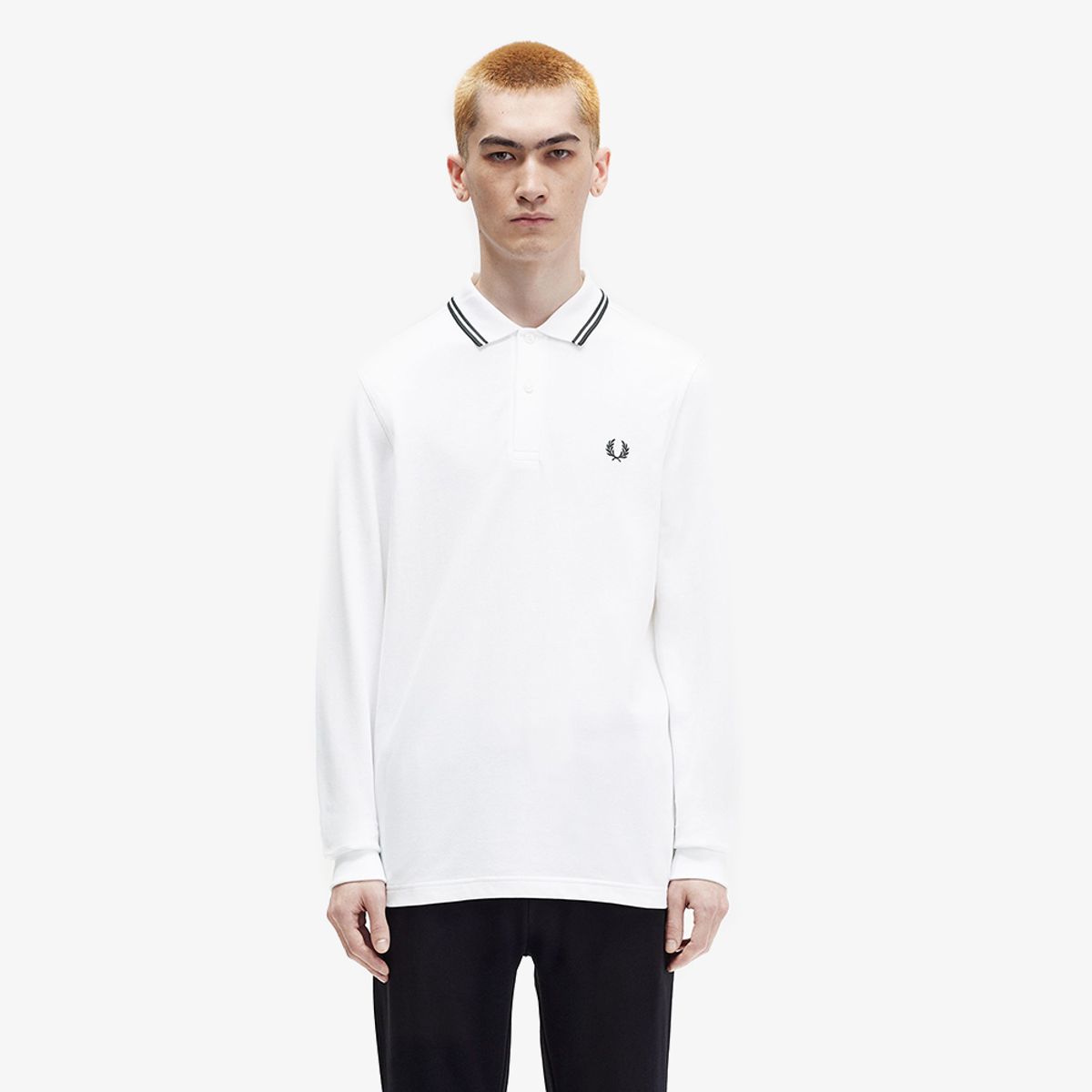 프레드페리(FRED PERRY) [M3636] 롱 슬리브 트윈 팁 프레드페리 셔츠 - 화이트 AFPM2433636-200
