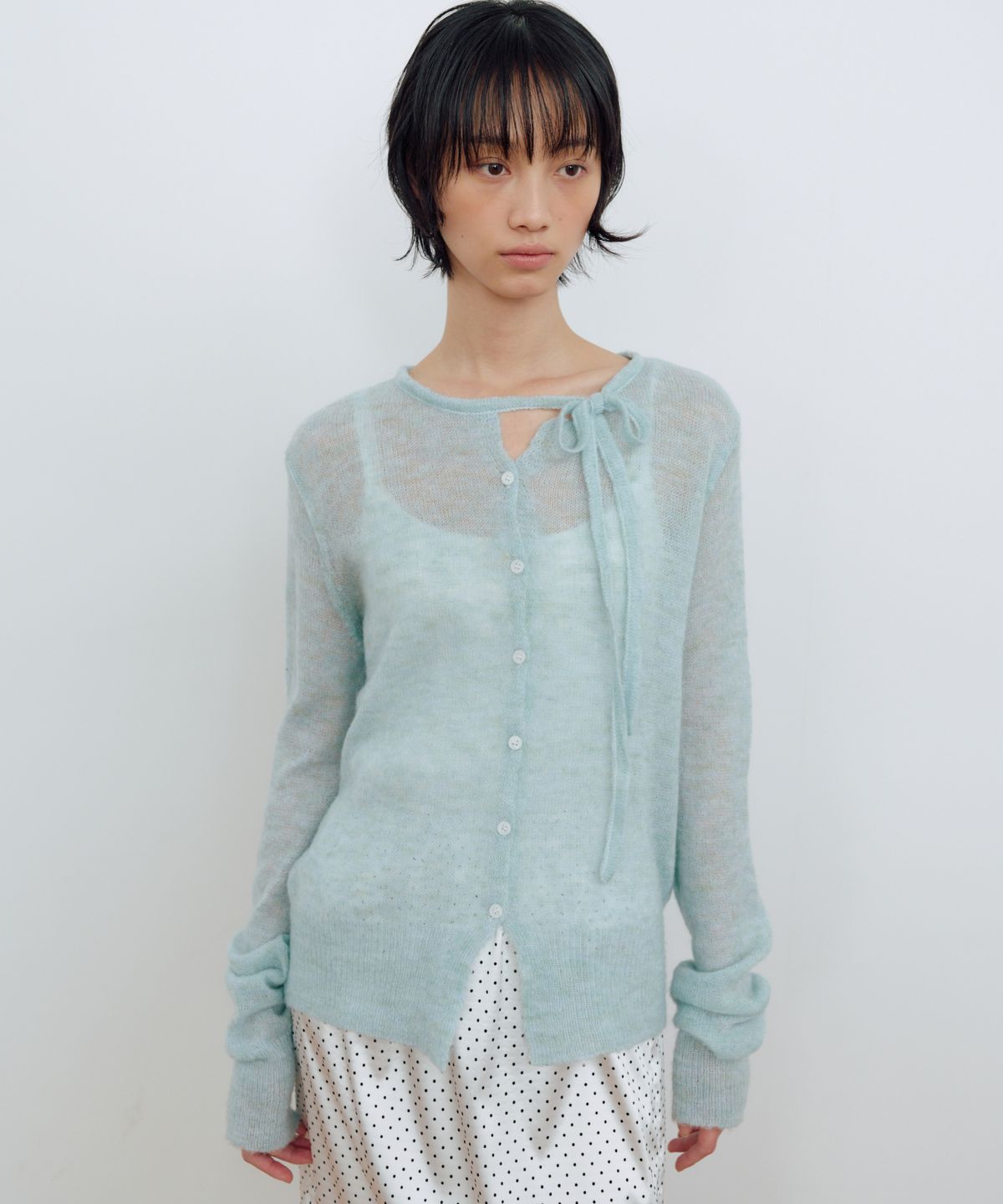 마조네(MA JOURNEE) STRING CARDIGAN_MINT
