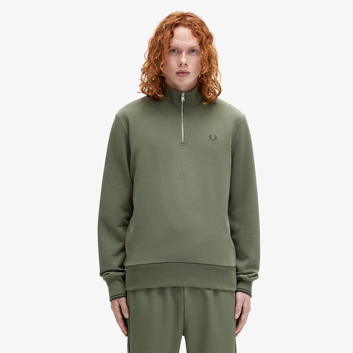 프레드페리(FRED PERRY) [Baseline] 하프집 스웻셔츠 - LW그린  AFPM2433574-W49