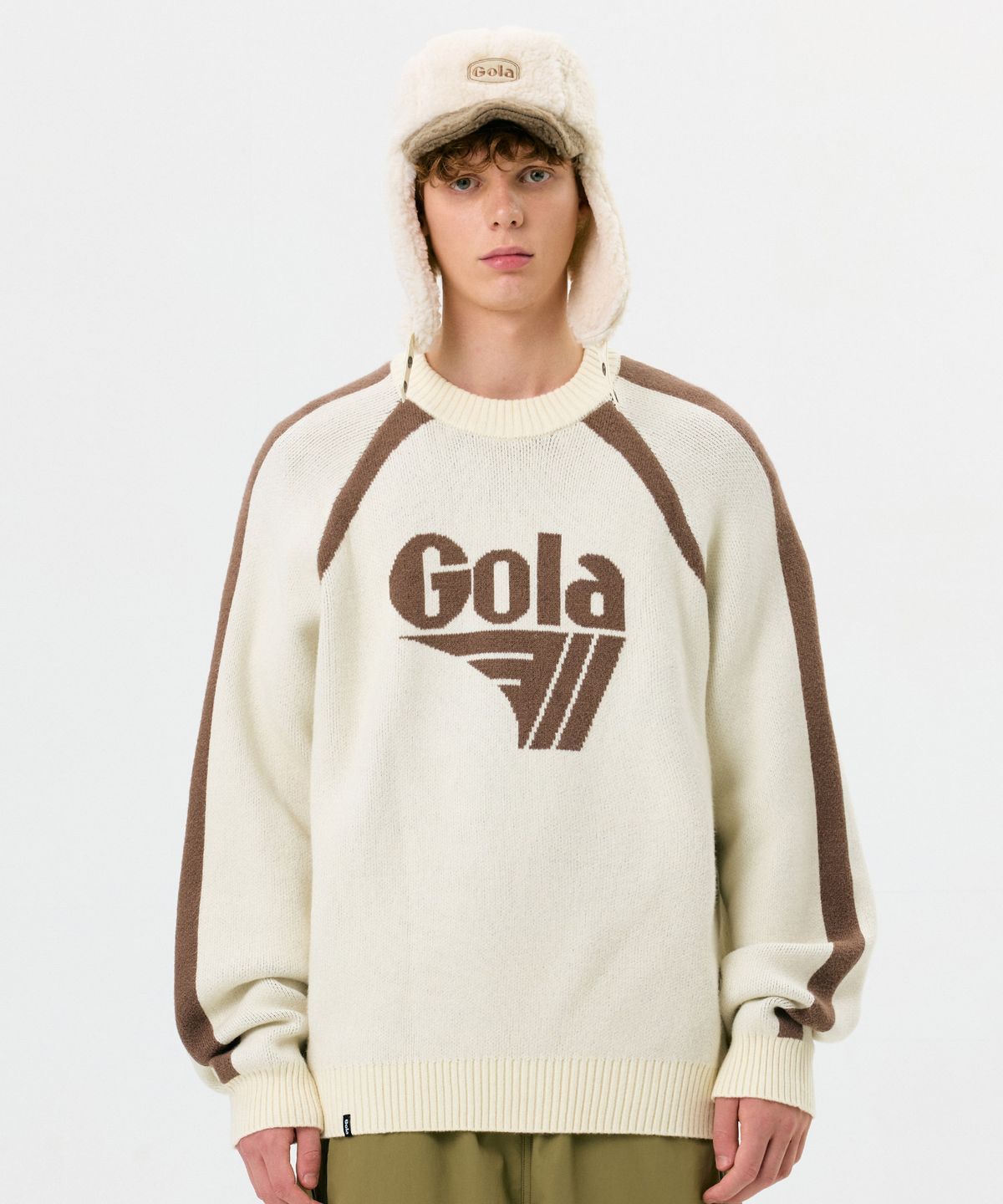 골라(GOLA) TRACK KNIT PULLOVER [IVORY]