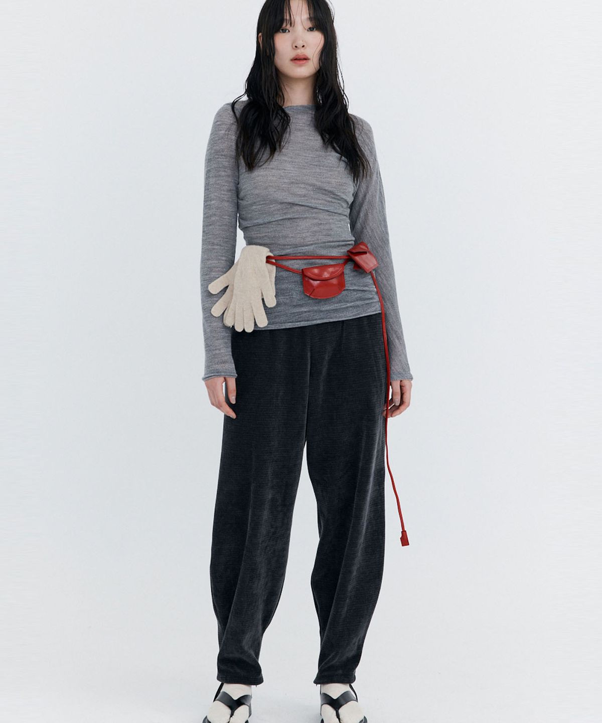 분더캄머(WNDERKAMMER) Corduroy Balloon Pants_Charcoal (코듀로이 벌룬 팬츠_차콜)