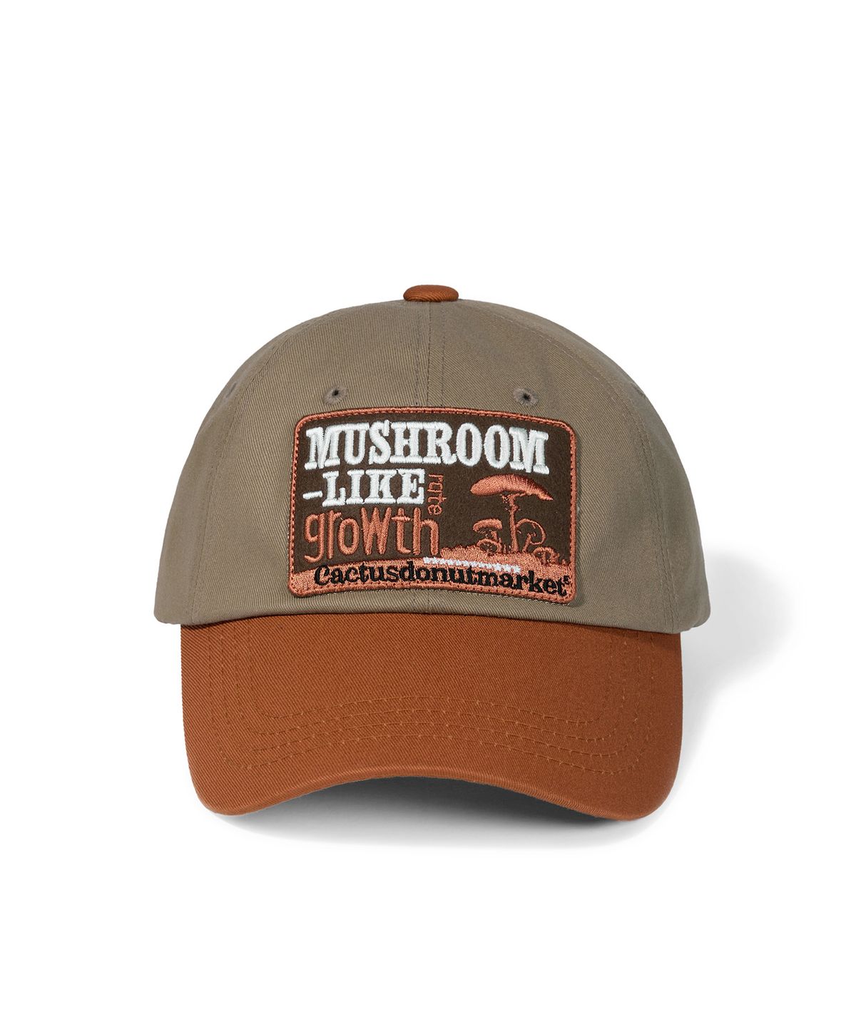 캑터스도넛마켓(CACTUSDONUTMARKET) Mushroom Patch Two Tone Ball Cap - Khaki/Orange