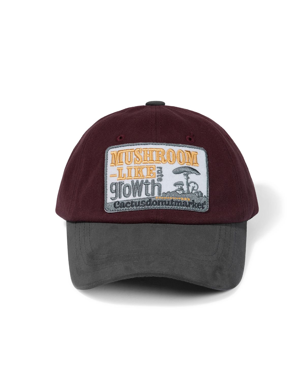 캑터스도넛마켓(CACTUSDONUTMARKET) Mushroom Patch Two Tone Ball Cap - Burgundy/Charcoal