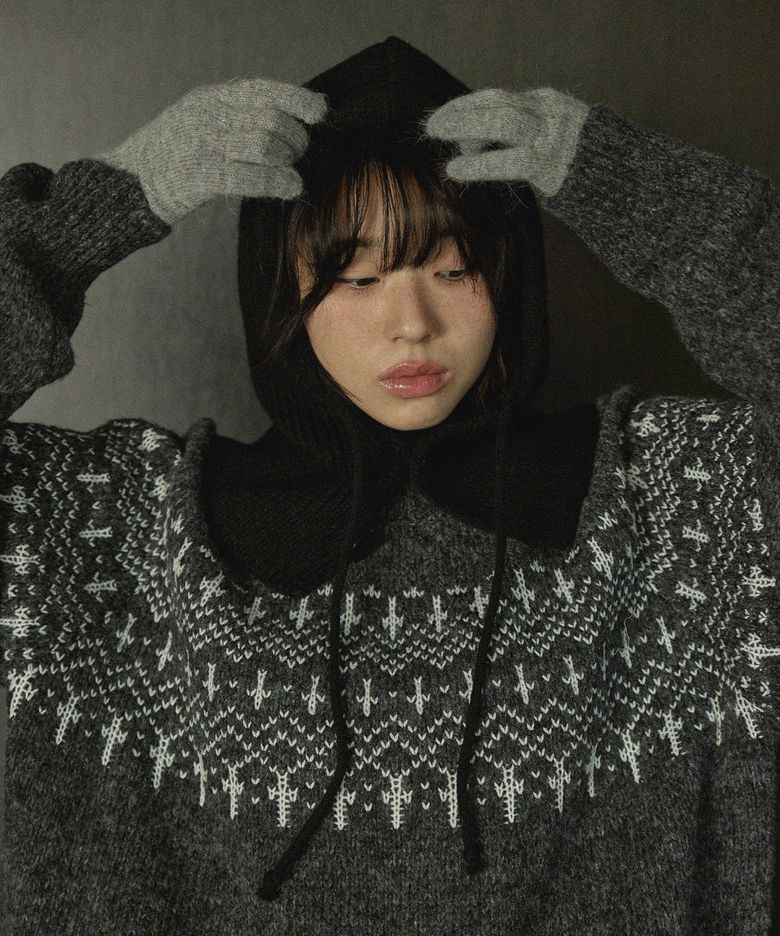 베른 노르딕 라운드 니트_Charcoal