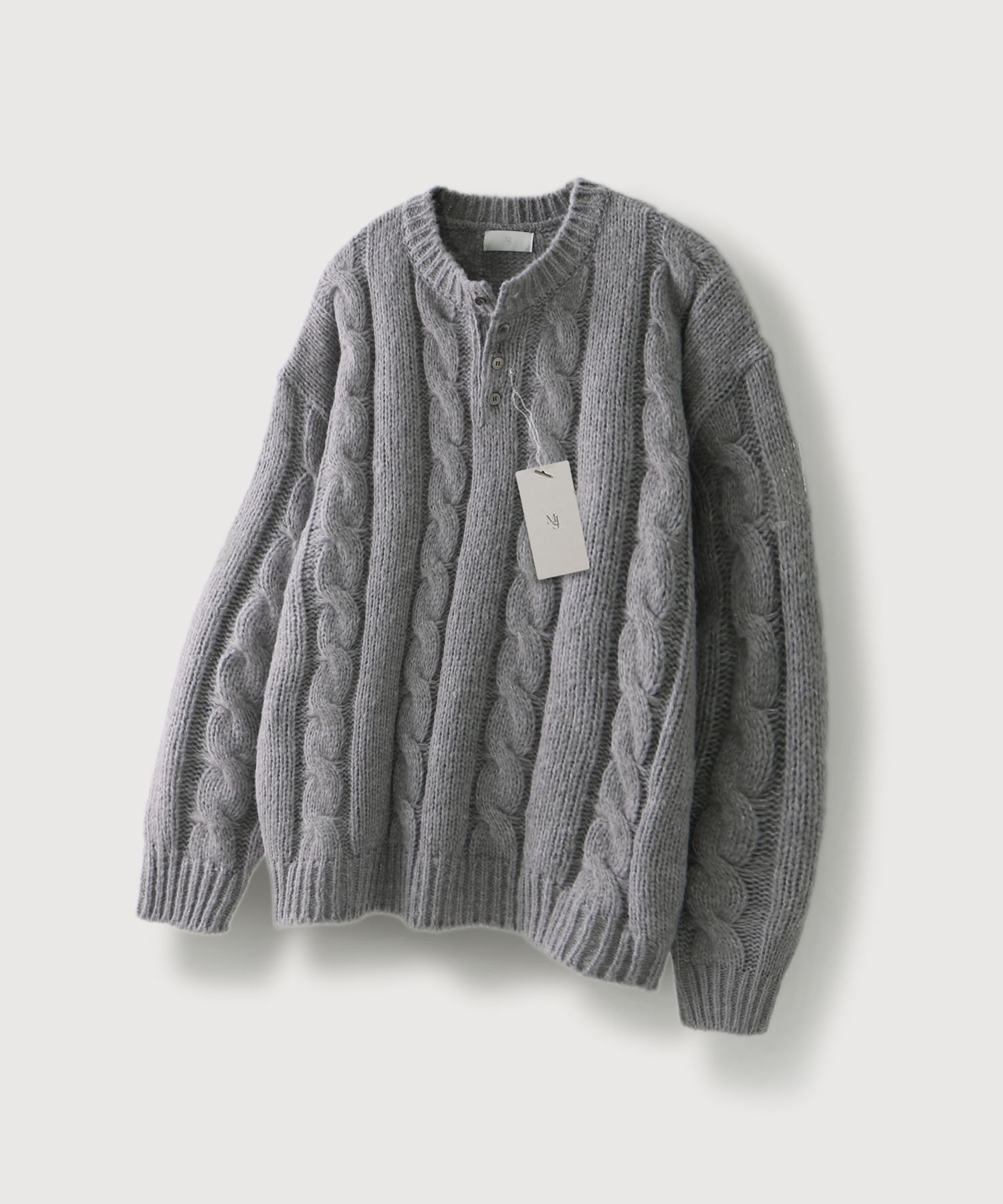 【MIS PRODUCT】 Sono Cable Henry Neck Knit_Gray MUSINSA | MOOD INSIDE Sono Cable Henry Neck Knit_Gray