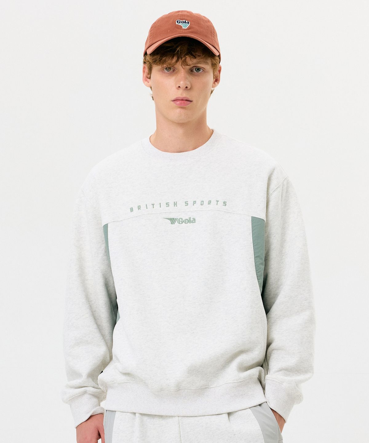 골라(GOLA) FABRIC MIXED SWEAT SHIRT [OATMEAL]