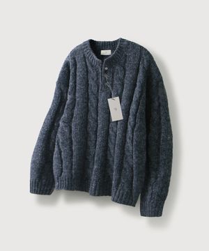 소노 케이블 헨리넥 니트_Navy