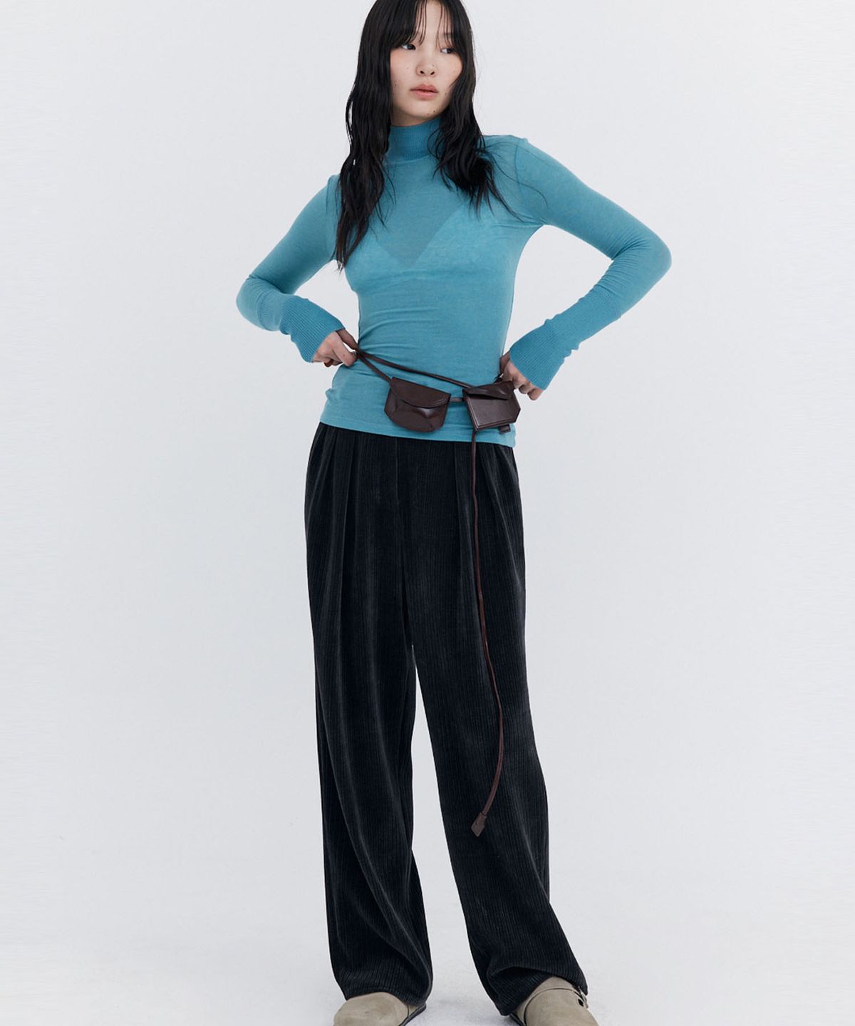 분더캄머(WNDERKAMMER) Corduroy Wide Pants_Charcoal (코듀로이 와이드 팬츠_차콜)