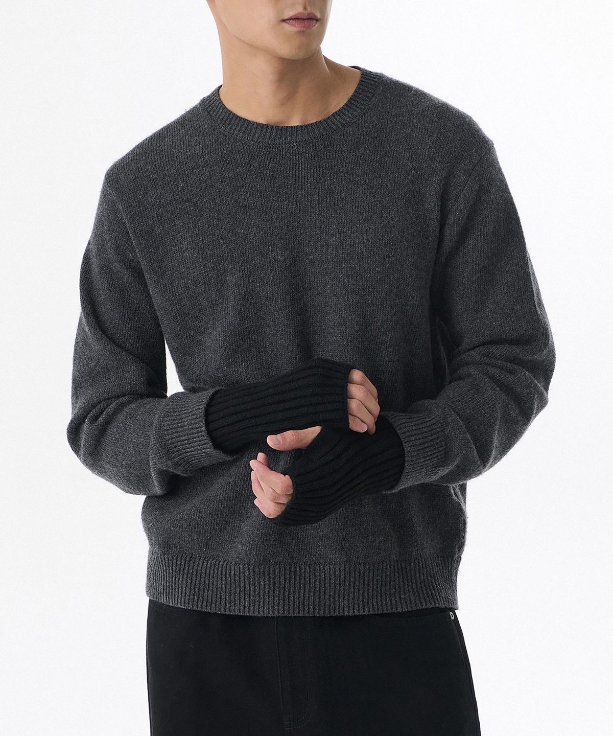 무신사 스탠다드(MUSINSA STANDARD) 리브드 니트 핸드 워머 [블랙]