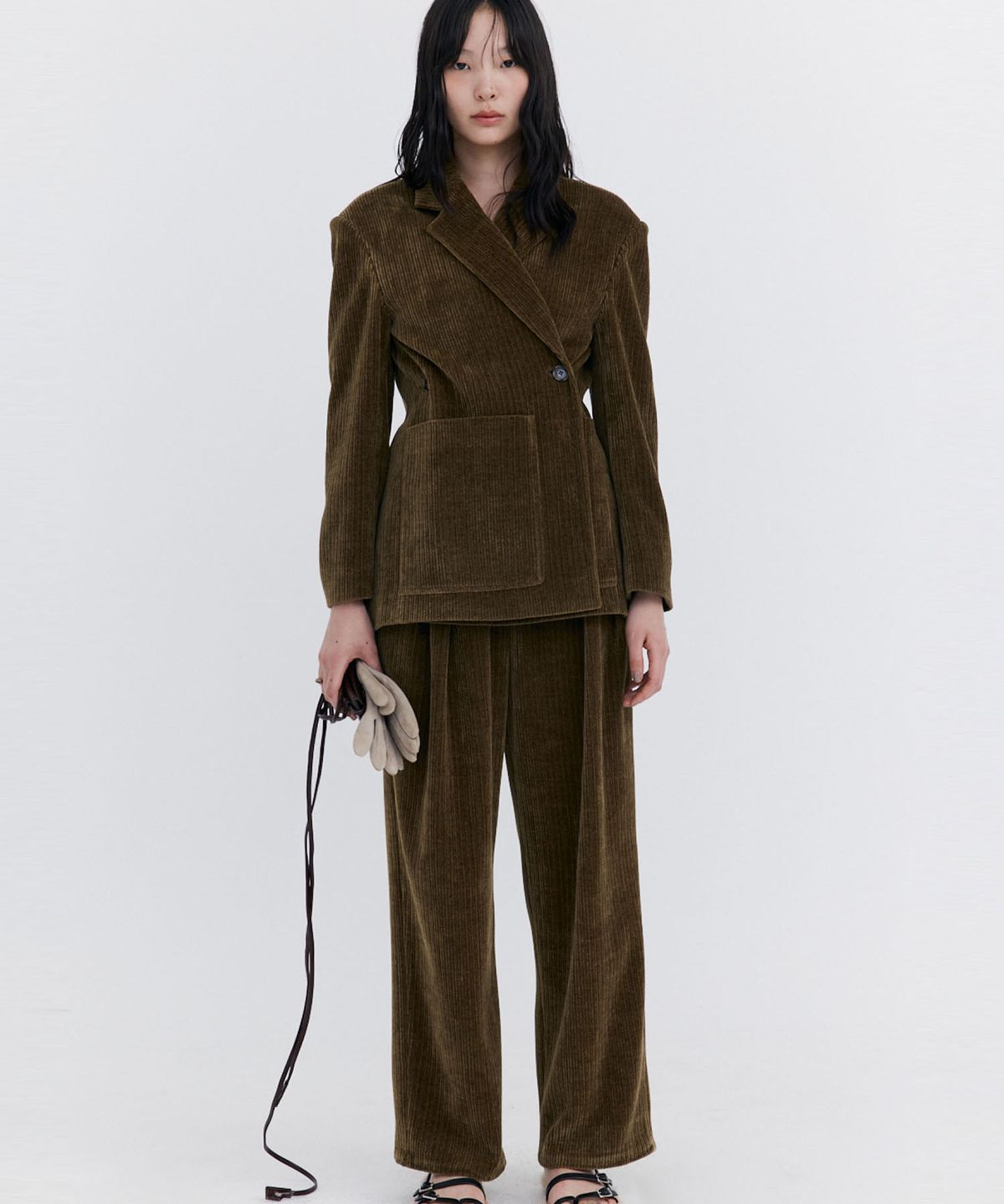분더캄머(WNDERKAMMER) Corduroy Wide Pants_Khaki (코듀로이 와이드 팬츠_카키)