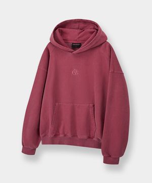 860g 피그먼트 절개 후드티 (더스트핑크)