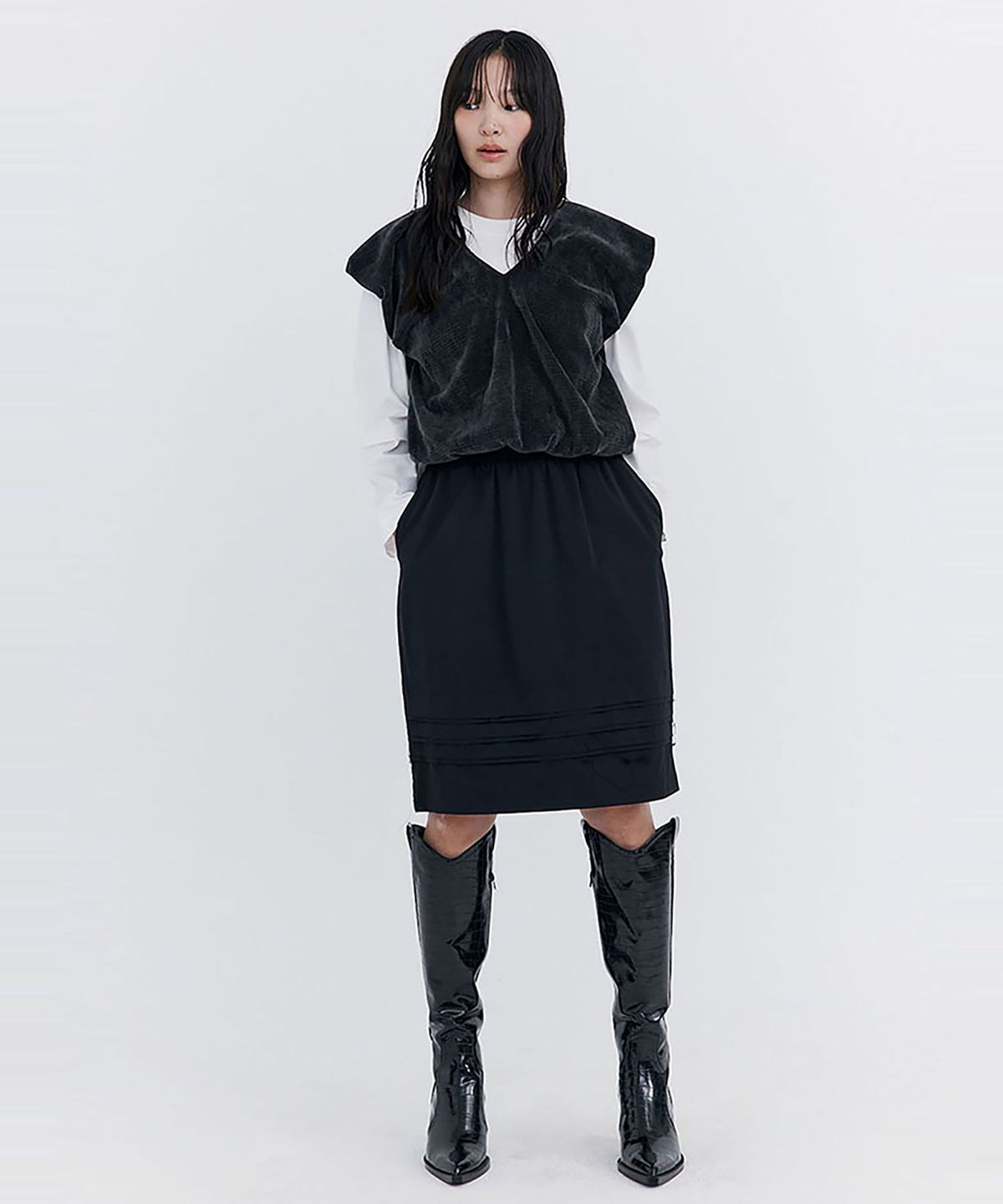 분더캄머(WNDERKAMMER) Corduroy Balloon Vest_Charcoal (코듀로이 벌룬 베스트_차콜)