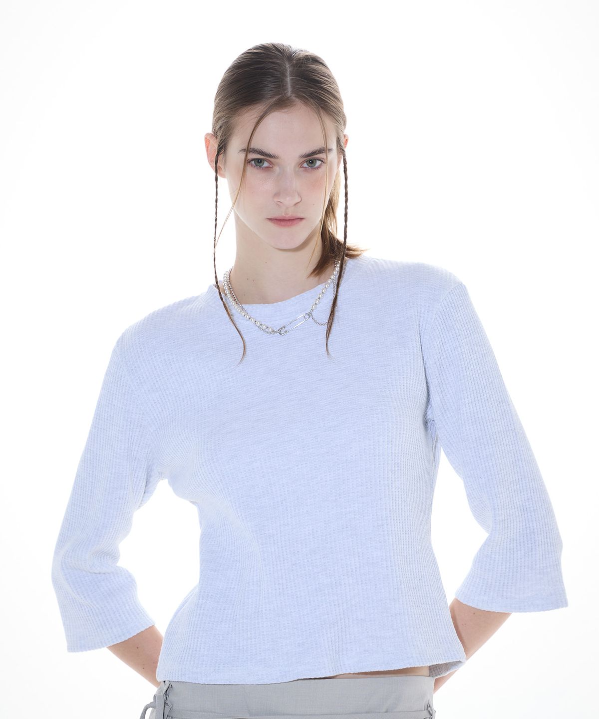 라티젠(LARTIGENT) L14 WAFFLE T-SHIRT(MELANGE)