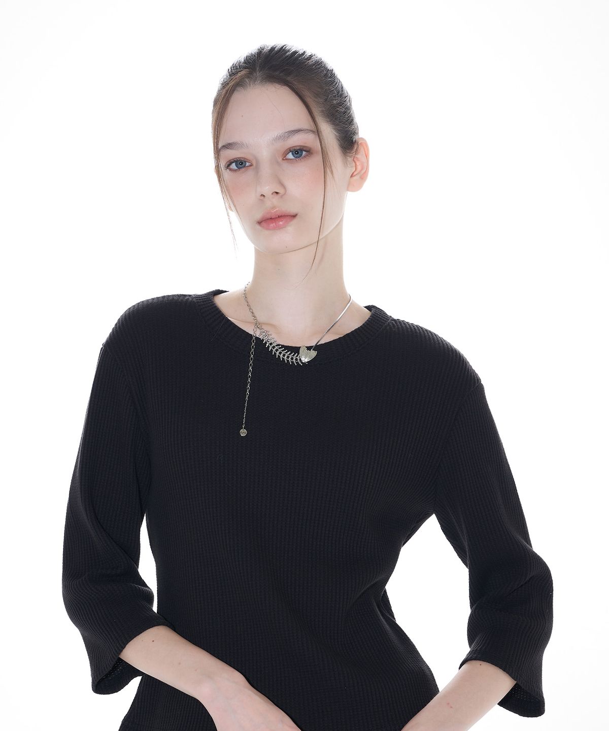 라티젠(LARTIGENT) L14 WAFFLE T-SHIRT (BLACK)