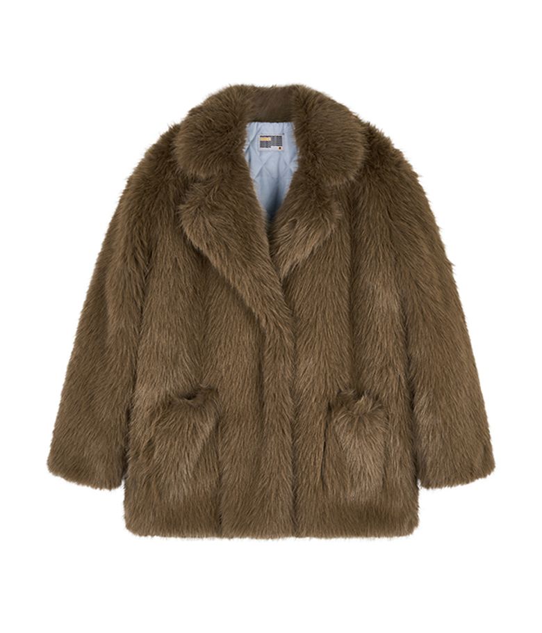 Bulky shaggy coat_khaki