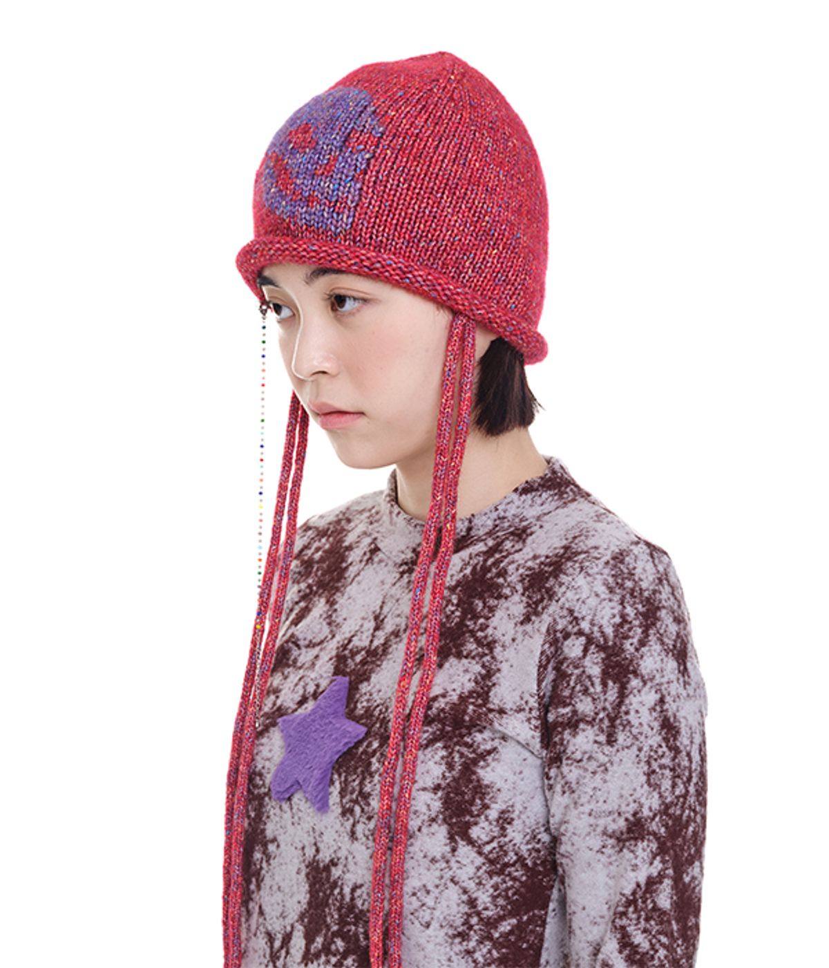 유쓰배쓰(YOUTHBATH) Skull beads beanie_red