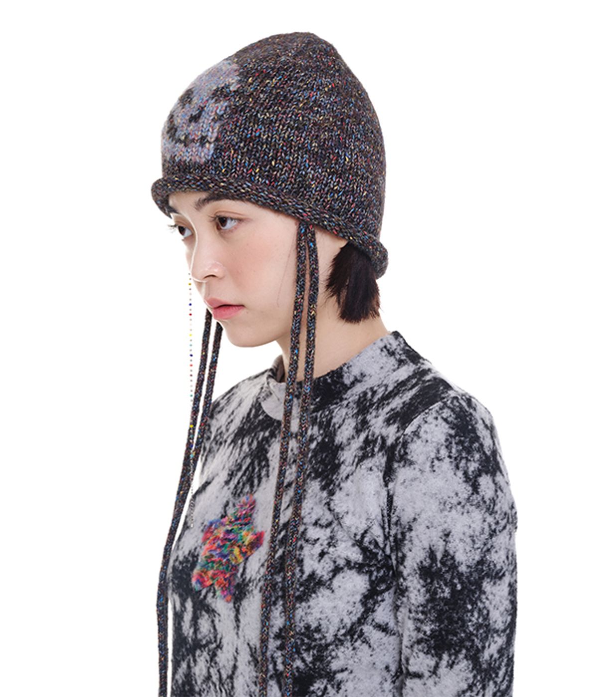 유쓰배쓰(YOUTHBATH) Skull beads beanie_black