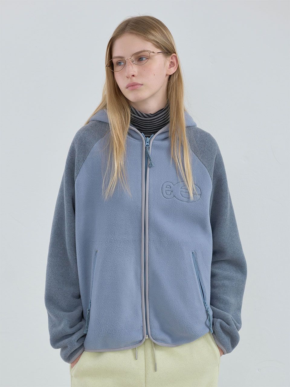 ENZO BLUES グレー ブルゾン MUSINSA公式 | ENZO BLUES Fleece Zip-Up Hoodie (Blue Grey)