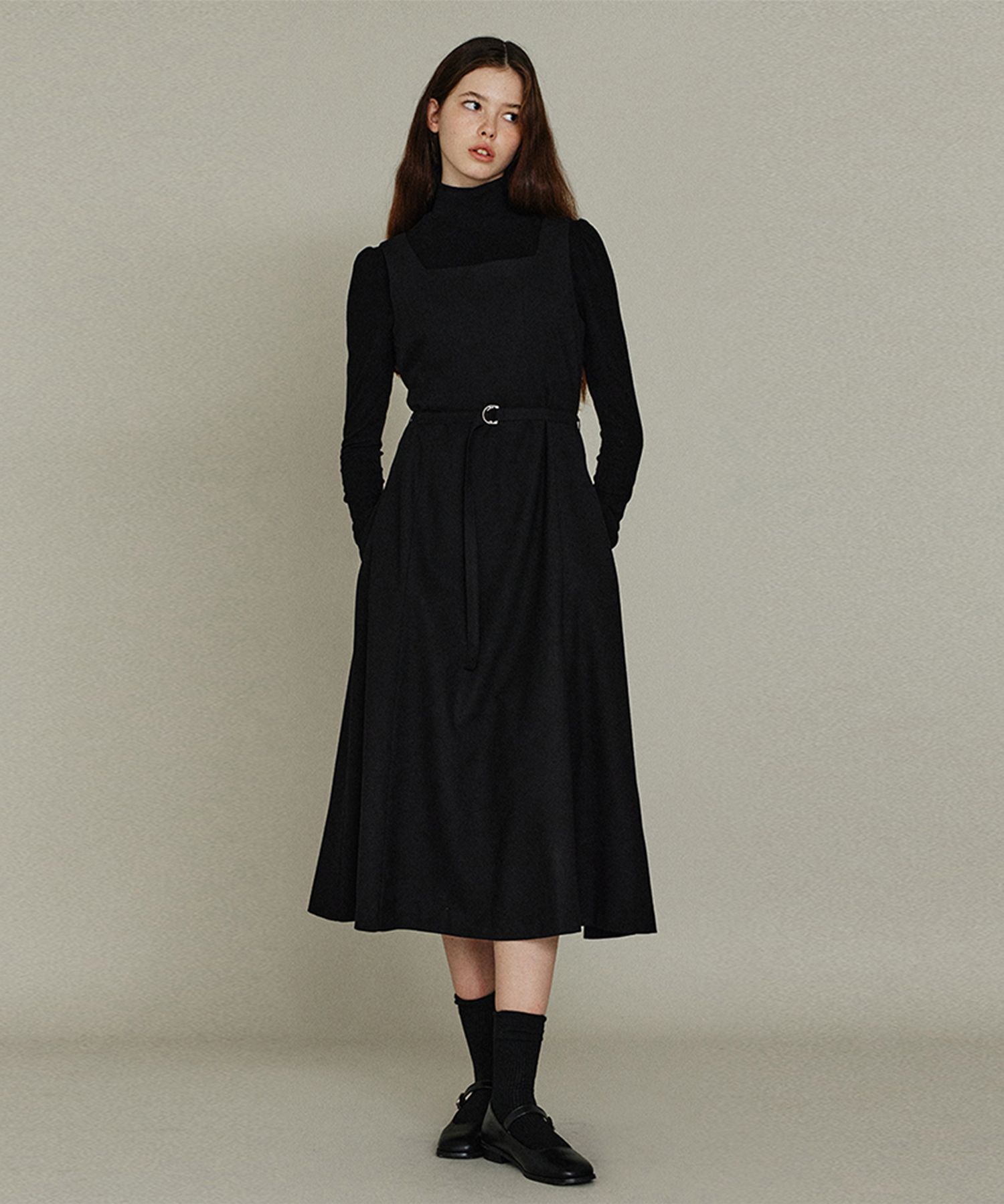 MUSINSA | ITOV SEOUL Our Bustier Flare Belted One Piece BK 