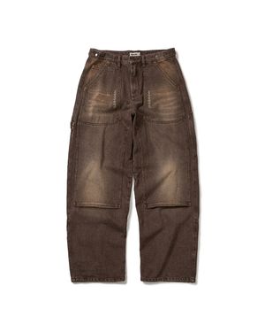 Double knee denim work pants / Brown